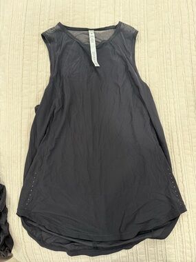 lululemon athletica Black Sleeveless Mesh-Shoulder Tank Top